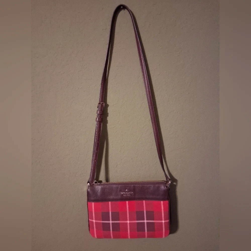 Kate Spade Leila Plaid Triple Gusset Crossbody